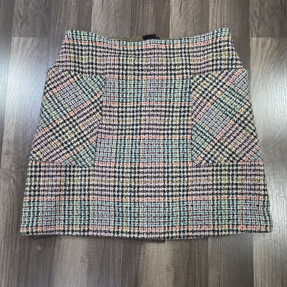 Maeve Anthropologie Multicolor Tweed Mini Skirt Boucle Plaid Patch Pockets. 8